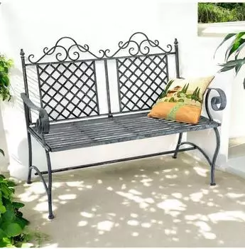 DanDiBo Gartenbank 2-Sitzer Metall Grau 120cm wetterfest (96592)