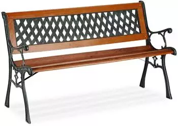 Relaxdays Gartenbank Holz Gusseisen Braun 73 x 125 x 52,5 cm