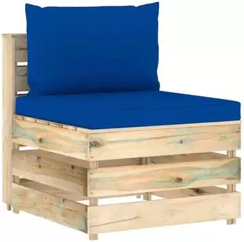 vidaXL Modulares Mittelsofa mit Kissen Gr&uuml;n Impr&auml;gniertes Holz (3074517)