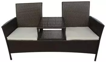 vidaXL 2-Sitzer-Gartensofa mit Teetisch, Poly Rattan, braun (42469)