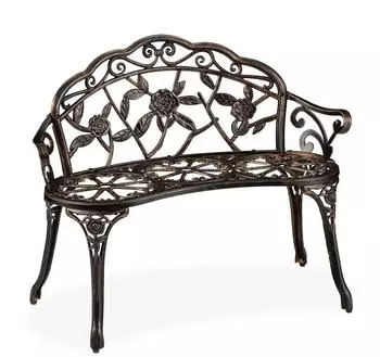 Relaxdays Gartenbank Aluminiumguss Bronze 78 x 99 x 52 cm