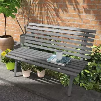 Outsunny Gartenbank Aluminium 123 x 67 x 79 cm Grau