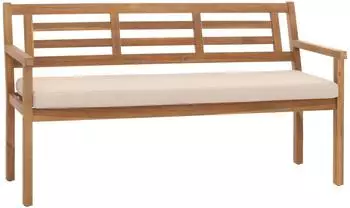 Proregal Gartenbank 82x145x59cm Akazie Kissen Creme-Beige
