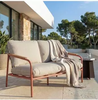 MCW O11 Outdoor 2-Sitzer Sofa 125cm Terrakotta Polster Beige