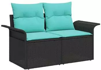 vidaXL Garten-Sofa mit Kissen, Poly-Rattan, 141x62x69cm (42006700)