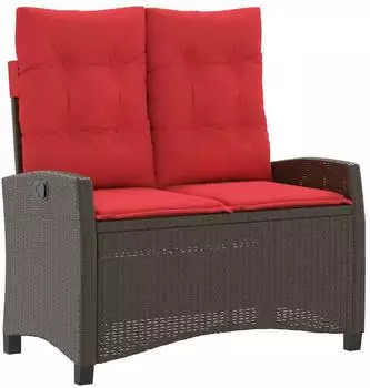 vidaXL Gartenbank verstellbar mit Kissen, Poly Rattan, braun (368232)