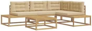 vidaXL Outdoor-Sofagarnitur mit Kissen, Akazienholz, wei&szlig;, 79x79x37cm (3387007)