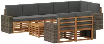 vidaXL Garten-Loungeset Massivholz Akazie, modular, 9-tlg. (3384548)