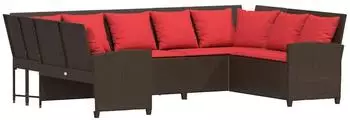 vidaXL Gartensofa mit Kissen, Poly Rattan, braun (3365336)