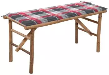 vidaXL Klappbare Gartenbank mit Auflage, Bambus, 118cm (3063862)