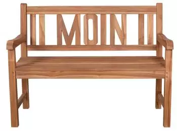 deVries WOODIE MOIN Gartenbank mit Rückenlehne, Teakholz, Gravur (66272)