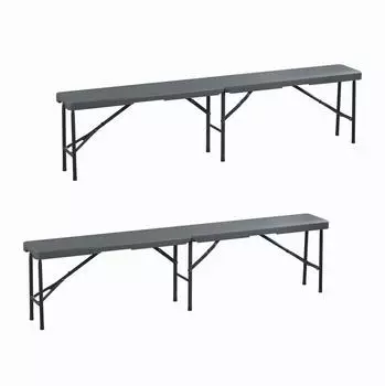 Relaxdays Bierbank 2er-Set 180cm, schwarz/grau