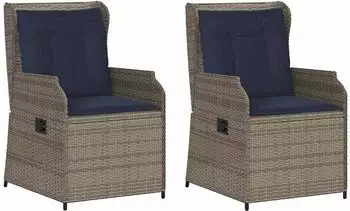 vidaXL Gartenbank 2-tlg. grau Poly-Rattan (3394492)