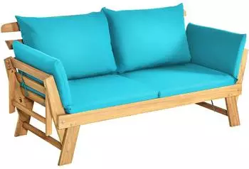 Costway Gartenbank 4-in-1 mit Liegefunktion, klappbarer Armlehne, 198x75x75cm (AB93317FG+DE)