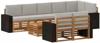 vidaXL Garten-Loungeset Massivholz Akazie, modular, 9-tlg. (3384542)