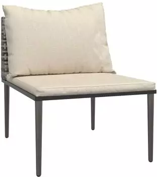 vidaXL Garten-Mittelsofa mit Kissen, Poly Rattan, grau (364124)