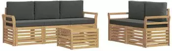 vidaXL Sofagarnitur Akazienholz massiv, 6-teilig (3391397)