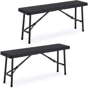 Relaxdays Bierbank 2er-Set, klappbar, Kunststoff & Stahl, schwarz, 42x100x25cm (10049607_46)