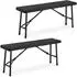 Relaxdays Bierbank 2er-Set, klappbar, Kunststoff & Stahl, schwarz, 42x100x25cm (10049607_46)