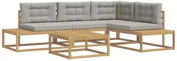 vidaXL Outdoor-Sofagarnitur mit Kissen, Akazienholz, wei&szlig;, 79x79x37cm (3387005)