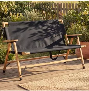 MCW Campingbank Q40 klappbar, Bambus/Textil, 117cm, schwarz (Q40)