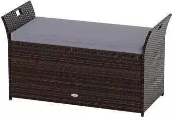 Costway Gartenbank 2-Sitzer mit Stauraum, Polyrattan, mit Kissen