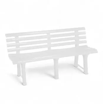 Spetebo Gartenbank 3-Sitzer, Kunststoff, wei&szlig;, 145x74cm, 200kg