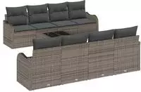 vidaXL Gartensofa-set 9 pcs Grau Poly-Rattan und Stahl und Glas