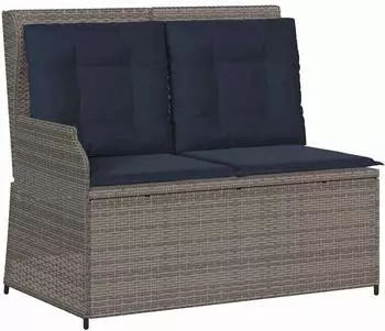vidaXL Gartenbank grau Poly-Rattan (3394456)