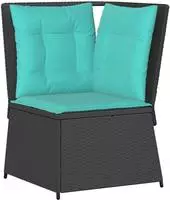vidaXL Garten-Ecksofa mit Kissen Schwarz Poly-Rattan