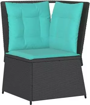 vidaXL Garten-Ecksofa mit Kissen, Poly-Rattan, schwarz (368990)