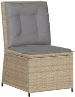vidaXL Gartensessel mit Liegefunktion und Kissen Beige Poly Rattan