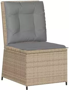 vidaXL Gartensessel mit Liegefunktion und Kissen, Polyrattan, beige (368976)