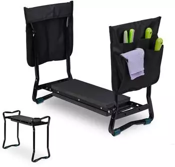 Relaxdays Kniebank klappbar, 2 Taschen, 60x50x27,5 cm