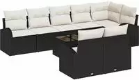 vidaXL Gartensofa-set Schwarz und Creme 55 x 55 x 37 cm Poly-Rattan