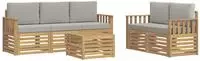 vidaXL Outdoor-Sofagarnitur 6 Stk. Wei&szlig; und Hellgrau Polyester