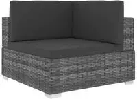 vidaXL Sofa-Eckteil mit Kissen Poly Rattan Grau