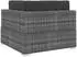 vidaXL Sofa-Eckteil mit Kissen, Poly Rattan, grau (48294)