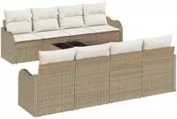 vidaXL Gartensofa-set Beige 55 x 55 x 37 cm Poly-Rattan