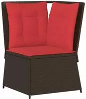 vidaXL Garten-Ecksofa mit Kissen Braun Polyrattan