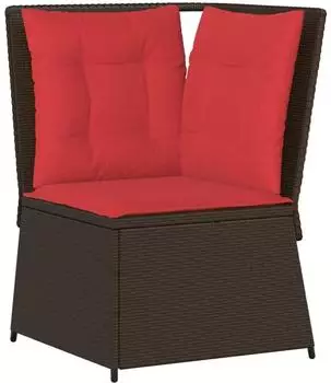 vidaXL Garten-Ecksofa mit Kissen, braun, Polyrattan (368988)