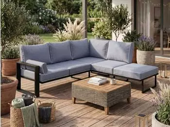 Beautysofa Verdino Outdoor-Ecksofa L-Form, blaugrau, Metallrahmen (2R2)