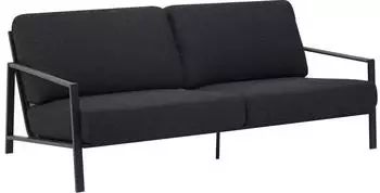 Brafab Lyra Gartensofa 2,5-Sitzer, Edelstahl, Teddy-Stoff, schwarz
