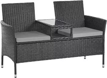 Svita Chicago Gartenbank Polyrattan, schwarz, 2-Sitzer (91570)