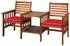 Costway Gartenbank mit Tisch, 2-Sitzer, Akazienholz, rot, mit Kissen & Schirmloch, 165x65x88cm (AB92827DQ)
