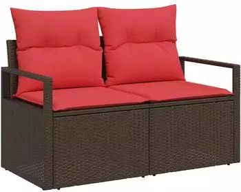 vidaXL Garten-Sofa mit Kissen, Poly-Rattan, 120x62x69cm (42006768)