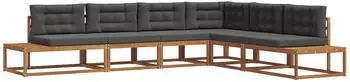 vidaXL Outdoor-Sofagarnitur 6-teilig, natur und anthrazit