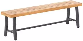 Costway Gartenbank 3-Sitzer, Akazienholz & Metall, ohne Rückenlehne, 160x32x45cm