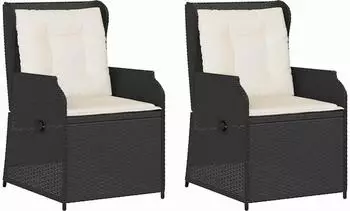 vidaXL Gartenbank 2-tlg. Poly-Rattan, schwarz