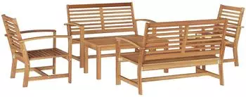 vidaXL Gartensofa-Set 5-tlg. Teak Massivholz, natur (3356858)